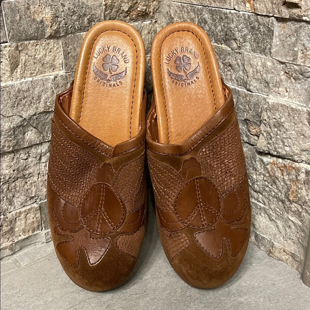 Lucky Brand Women's Tan Leather Mules